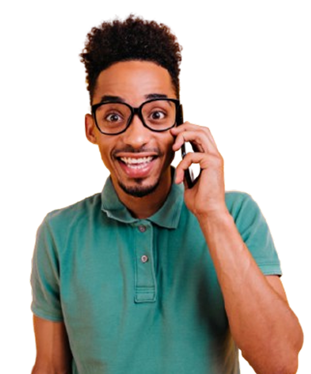 Smiling person on phone